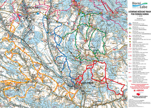Mapa - běžecké trasy pod Černou horou