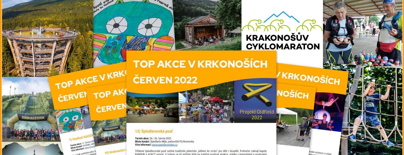 Top akce v Krkonoších červen 2022 – koláž