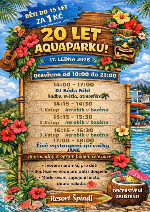 20 let Aquaparku ve Špindlerově Mlýně