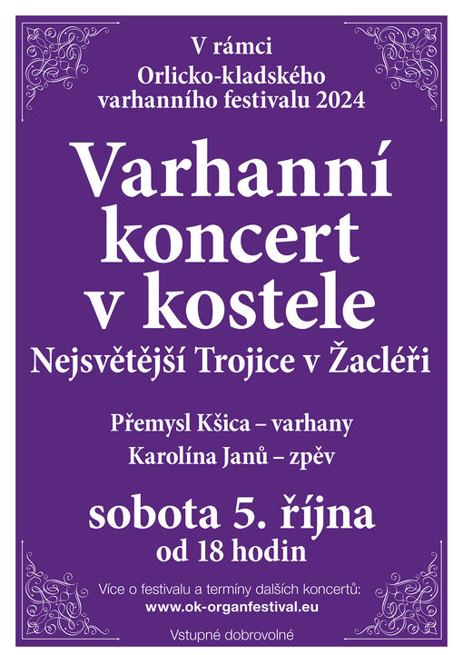 Varhanní koncert – Přemysl Kšica – varhany, Karolína Janů – zpěv