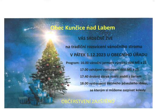 Rozsvícení vánočního stromu - Kunčice nad Labem 