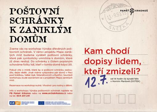 Poštovní schránky k zaniklým domům – pozvánka